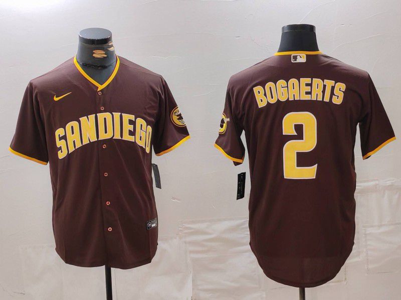 Men San Diego Padres #2 Bogaerts Brown Game 2024 Nike MLB Jersey style 1->san diego padres->MLB Jersey